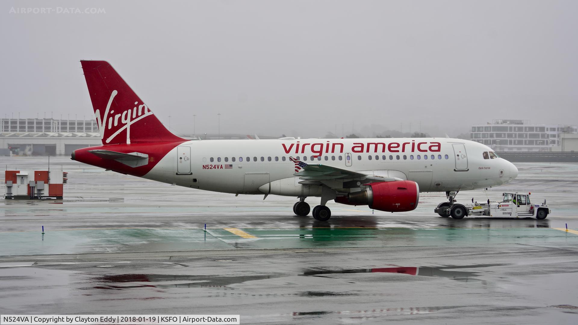 N524VA, 2007 Airbus A319-112 C/N 3204, SFO 2018.