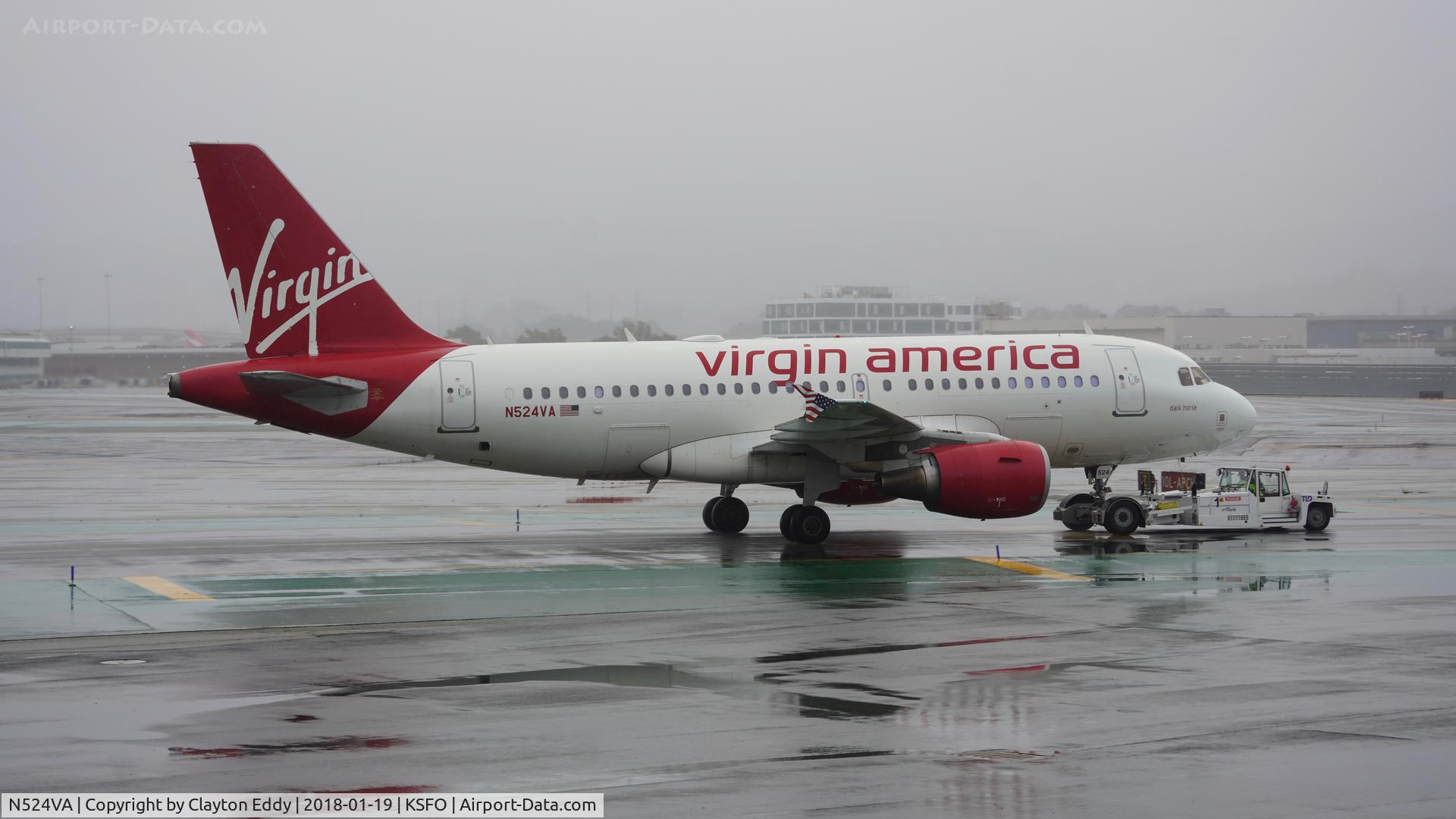N524VA, 2007 Airbus A319-112 C/N 3204, SFO 2018.