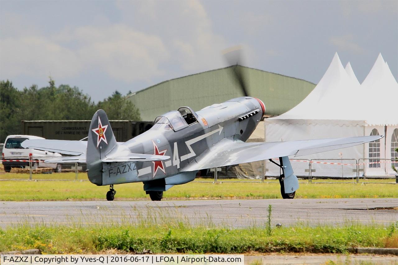 F-AZXZ, 1944 Yakovlev Yak-3UA Replica C/N Y337, Yakovlev Yak-3UA Replica, Taxiing to parking area, Avord Air Base 702 (LFOA) Open day 2016