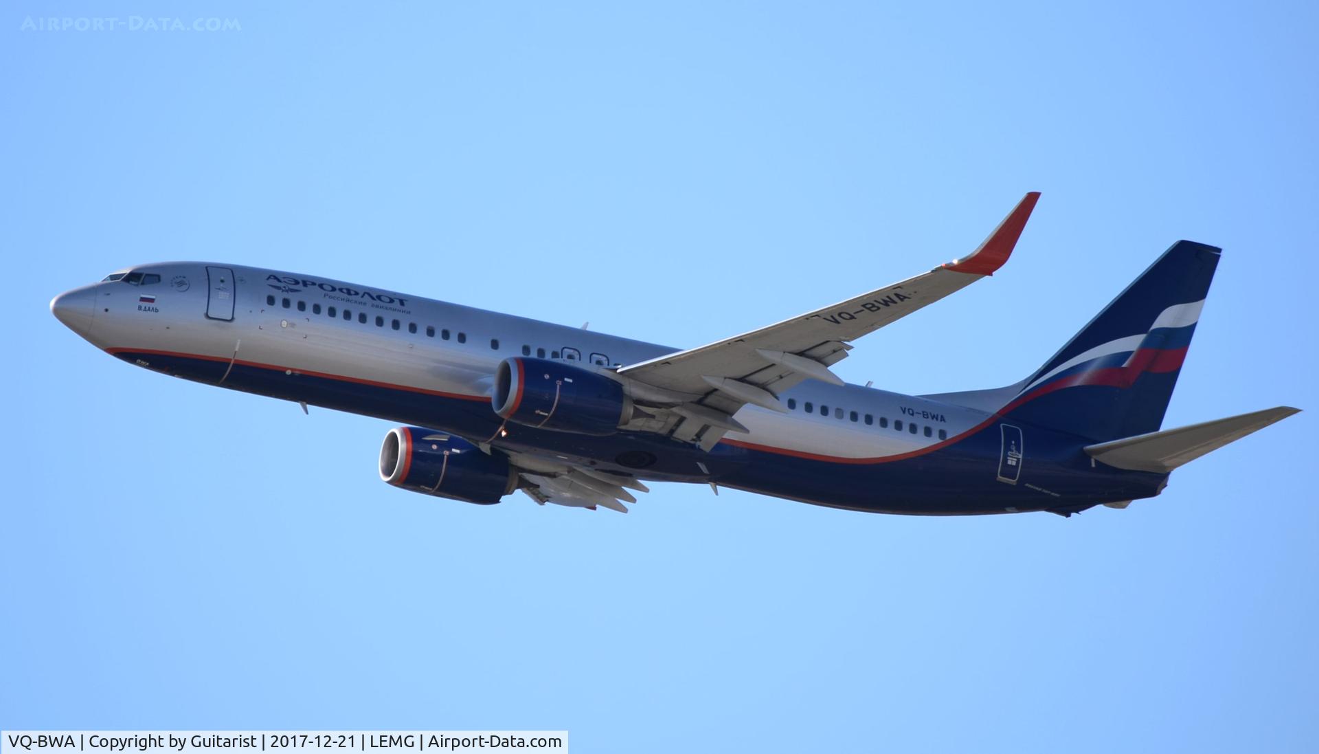 VQ-BWA, 2015 Boeing 737-8LJ C/N 41207, At Malaga