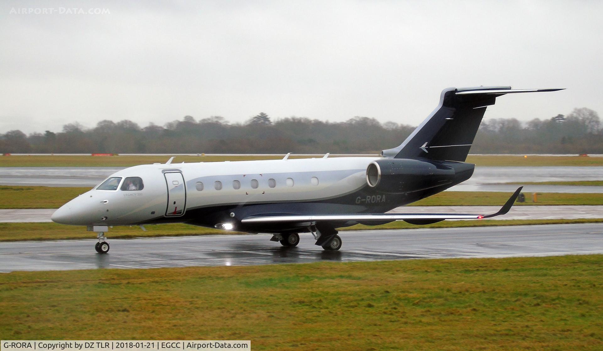 G-RORA, 2018 Embraer EMB-550 Legacy 500 C/N 55000057, G-RORA LANDING BACK AT MAN EGCC 21-01-2018