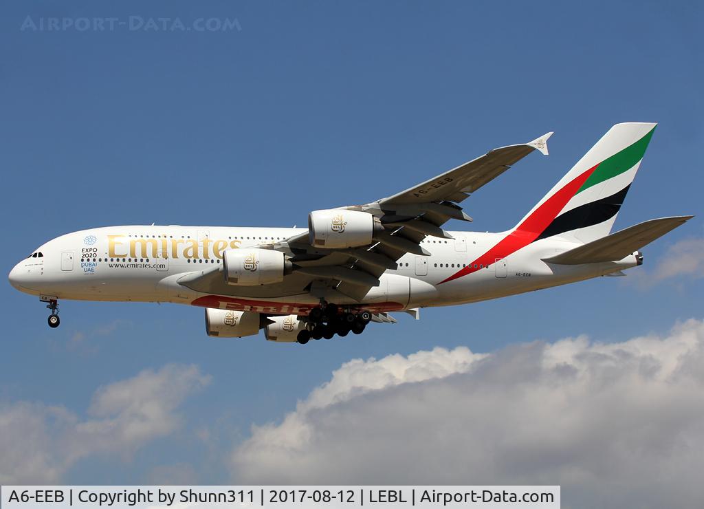 A6-EEB, 2012 Airbus A380-861 C/N 109, Landing rwy 25R