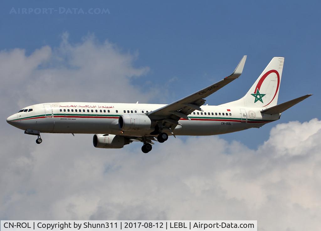 CN-ROL, 2007 Boeing 737-8B6 C/N 33065, Landing rwy 25R with additional small 60th anniversary patch on the rear fuselage...