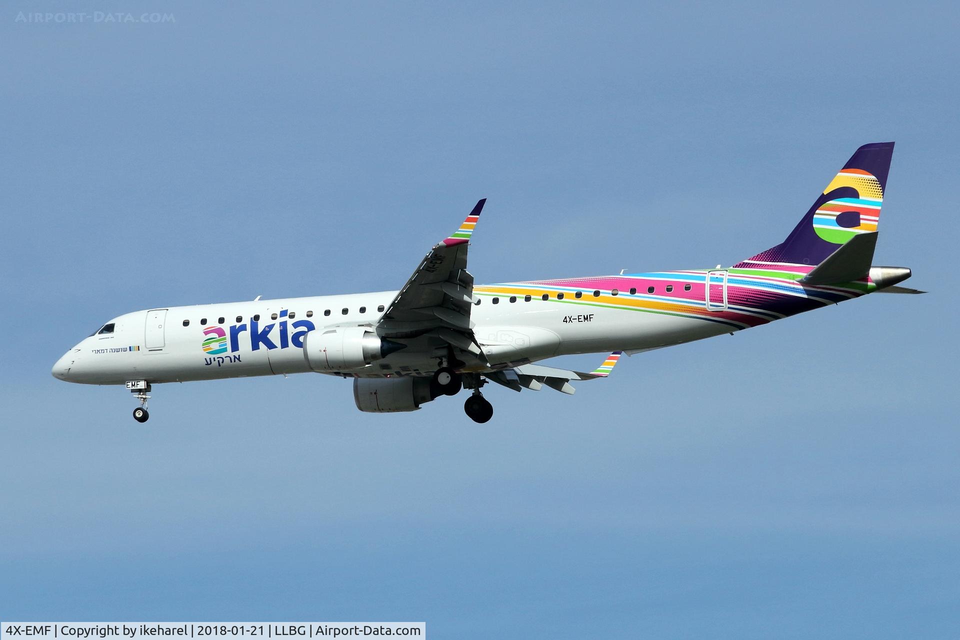 4X-EMF, 2017 Embraer ERJ190-200 C/N 745, New livery for Arkia, on one of the newest planes on the fleet.