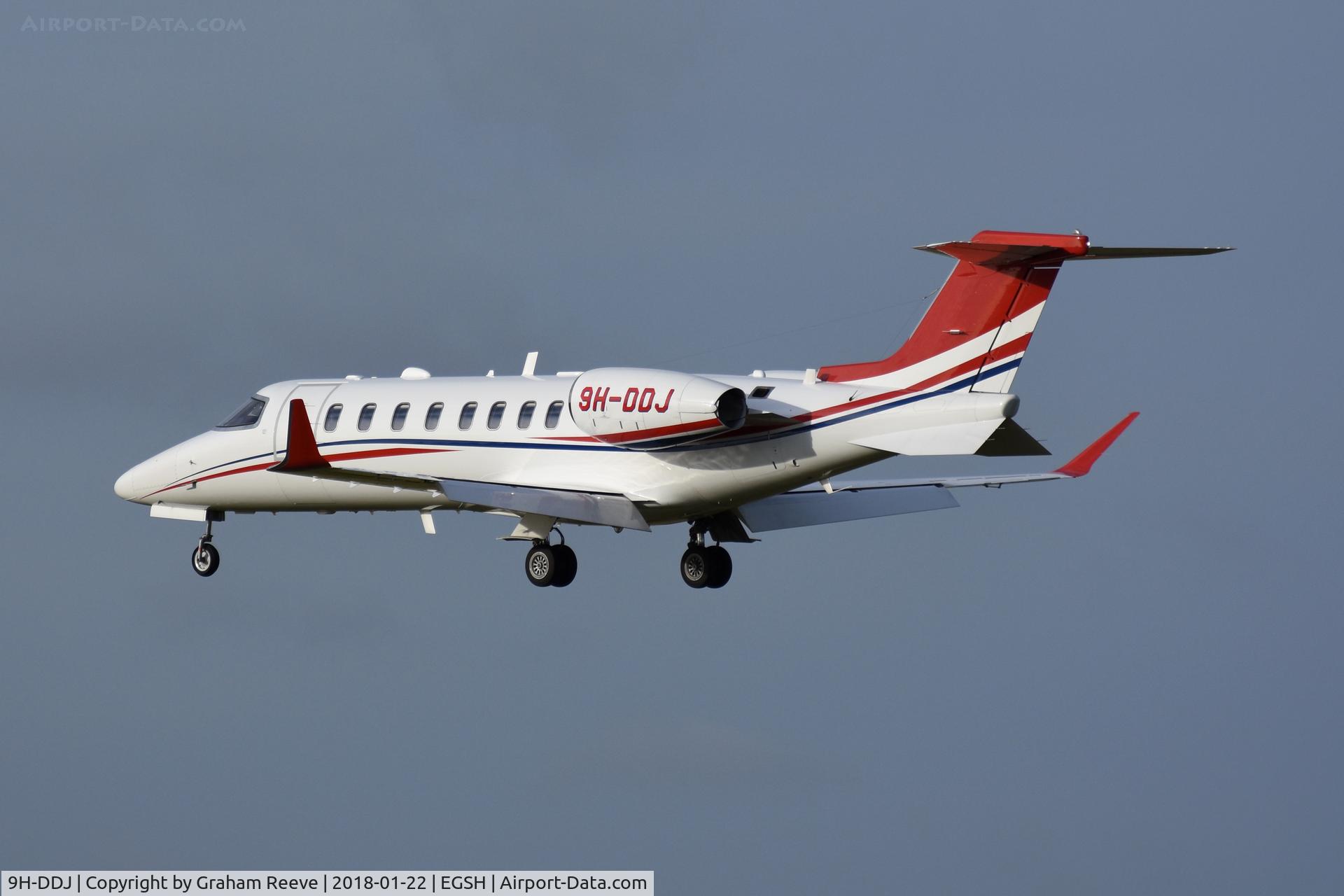 9H-DDJ, 2014 Learjet 75 C/N 45-494, Landing at Norwich.