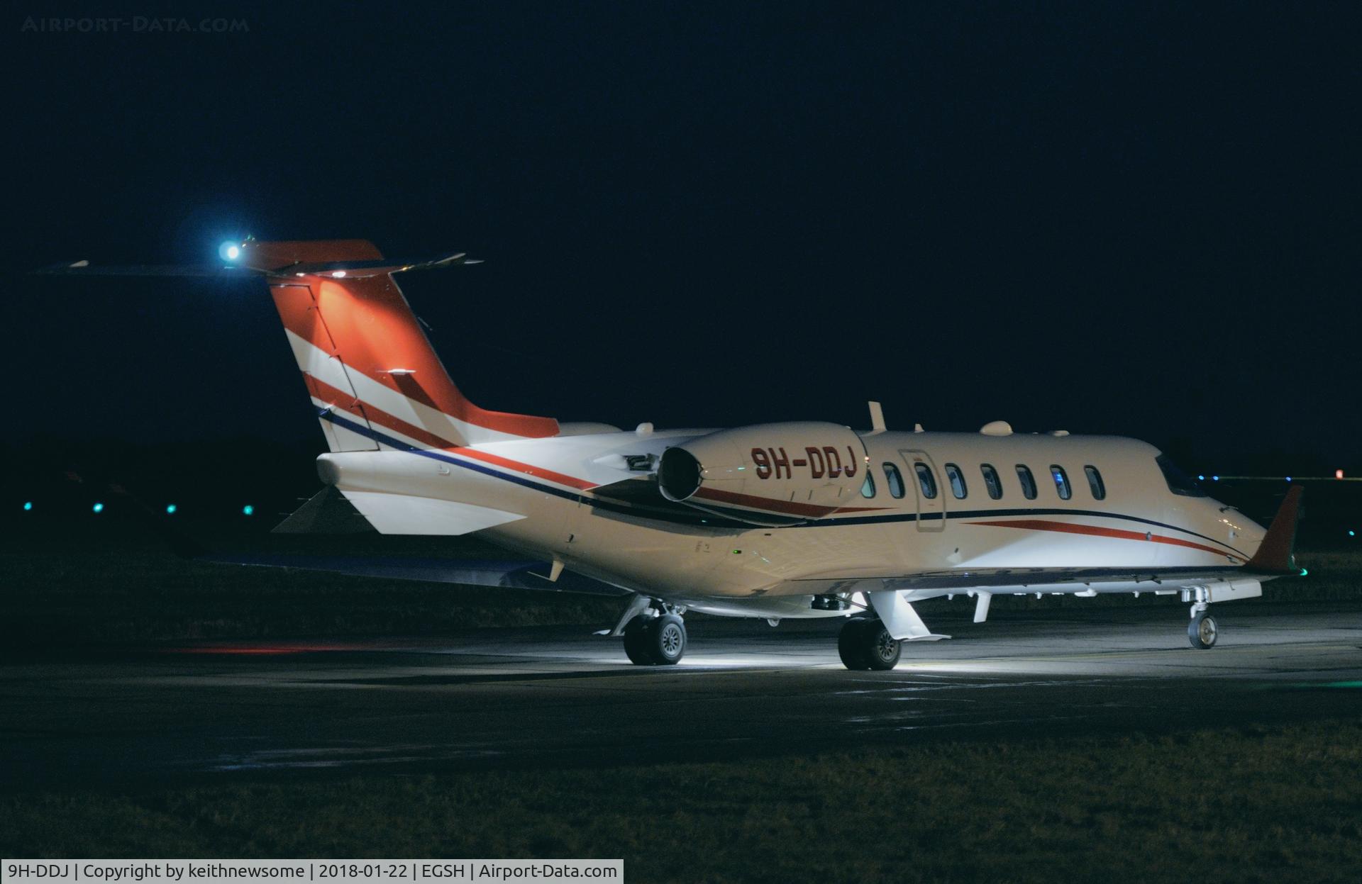 9H-DDJ, 2014 Learjet 75 C/N 45-494, Leaving Norwich.