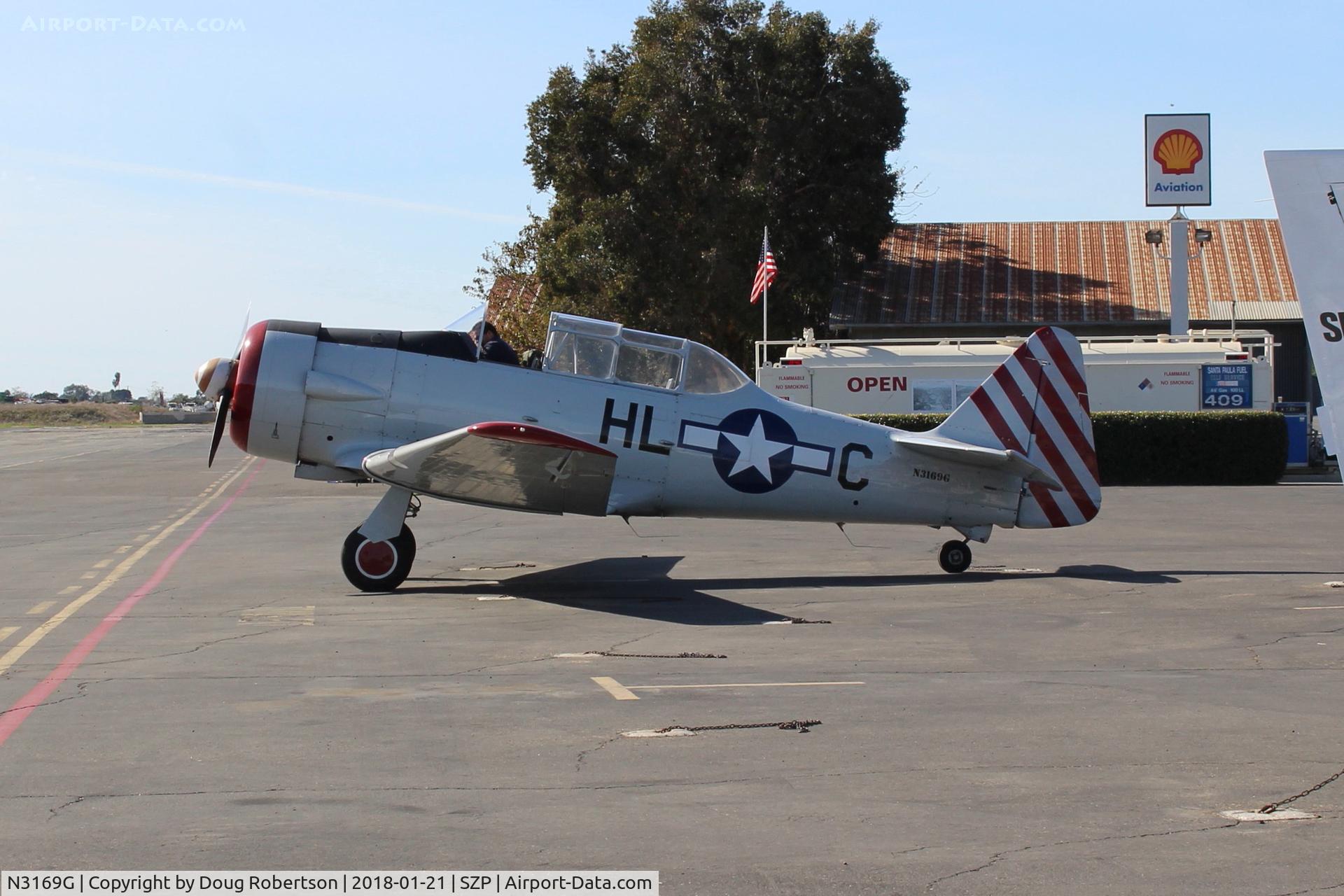 N3169G, 1945 North American AT-6F Texan C/N 121-42937, 1945 North American AT-6F TEXAN 'Daring Diane' of the Condor squadron, P&W R-1340 550 Hp, pre-start on ramp