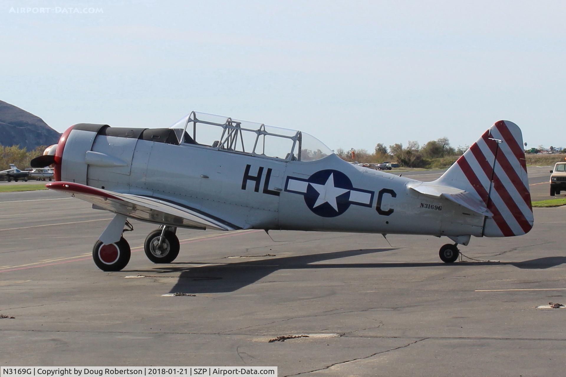 N3169G, 1945 North American AT-6F Texan C/N 121-42937, 1945 North American AT-6F TEXAN 'Daring Diane' of the Condor Squadron, P&W R-1340 550 Hp, on Transient ramp