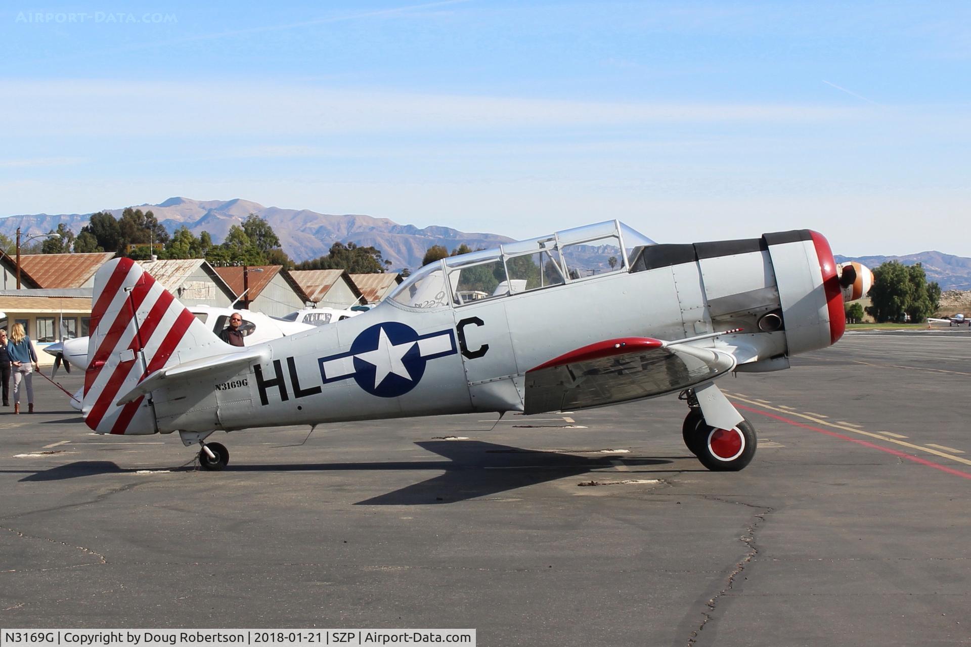 N3169G, 1945 North American AT-6F Texan C/N 121-42937, 1945 North American AT-6F TEXAN 'Daring Diane' 0f the Condor Squadron, Pratt & Whitney R1340 Wasp 550 Hp, on transient ramp