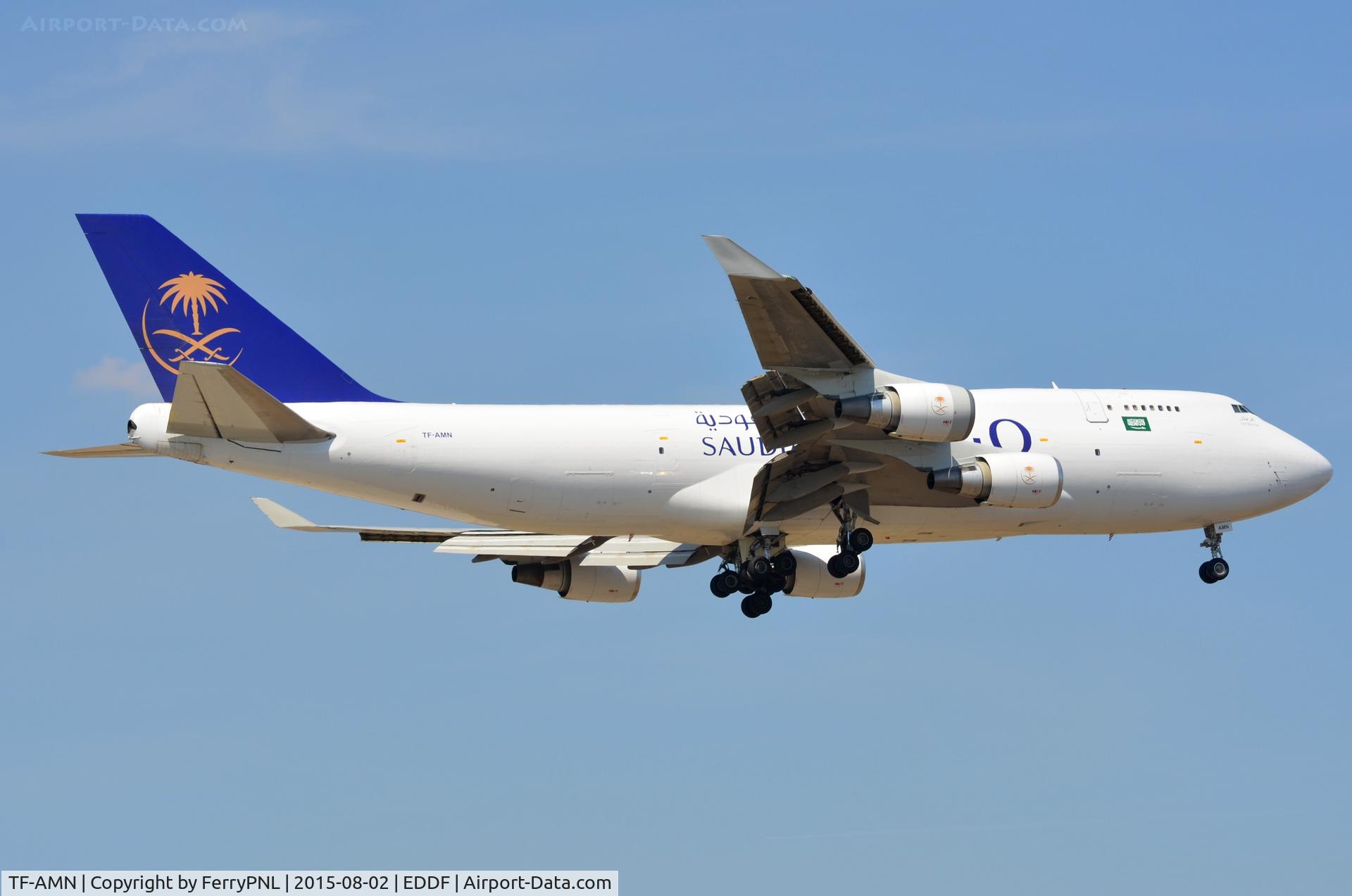 TF-AMN, 1998 Boeing 747-4F6 C/N 27602, Saudi B744F arriving in FRA