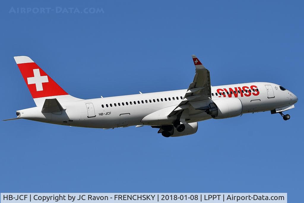 HB-JCF, 2017 Bombardier CSeries CS300 (BD-500-1A11) C/N 55015, LX2093 take off runway 03 to Geneva