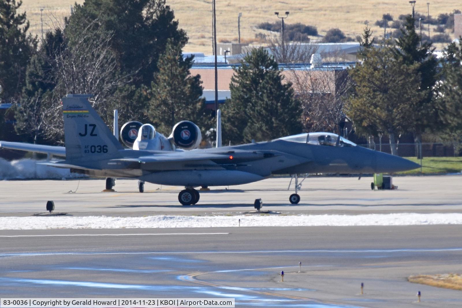 83-0036, 1983 McDonnell Douglas F-15C Eagle C/N 0892/C296, Taxiing on Bravo.  122nd Fighter Sq. 