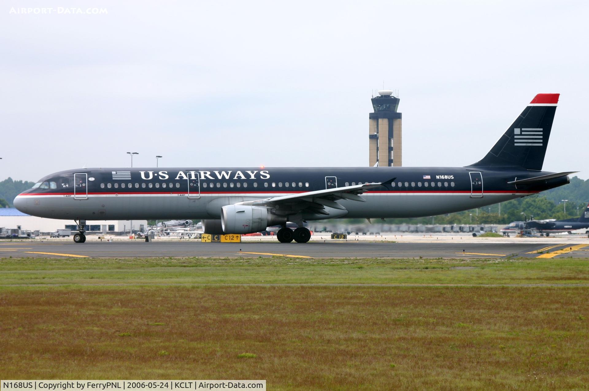 N168US, 2001 Airbus A321-211 C/N 1447, US A321 ready for departure. Re-regd to N191UW.