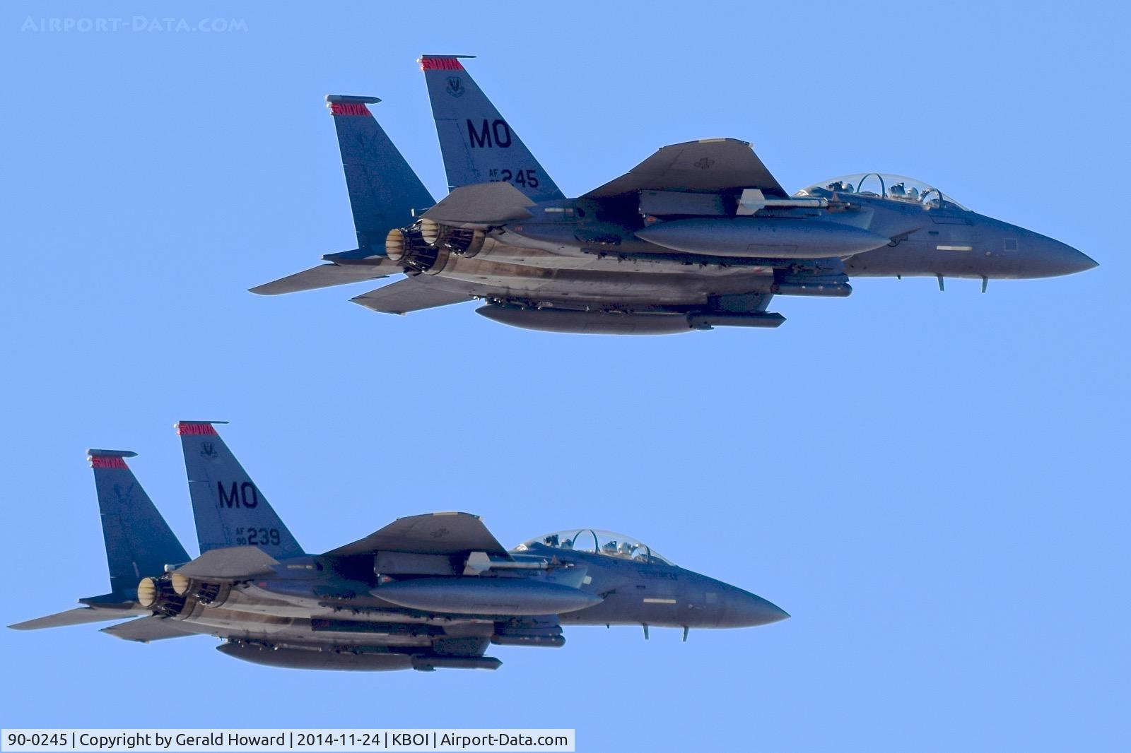 90-0245, 1990 McDonnell Douglas F-15E Strike Eagle C/N 1179/E147, Along with 90-0239 making a low approach to RWY 28L. 391st Fighter Sq. 