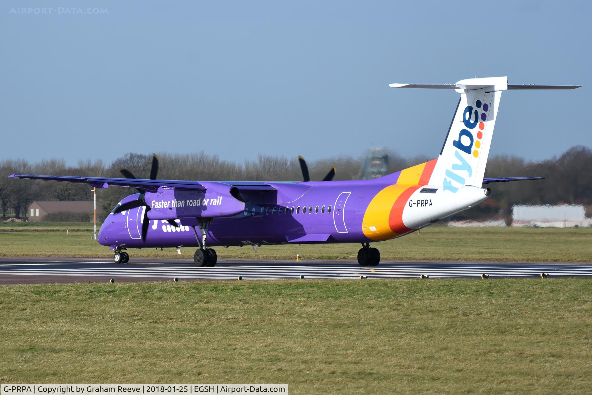 G-PRPA, 2008 De Havilland Canada DHC-8-402 Dash 8 C/N 4187, About to take off from Norwich.