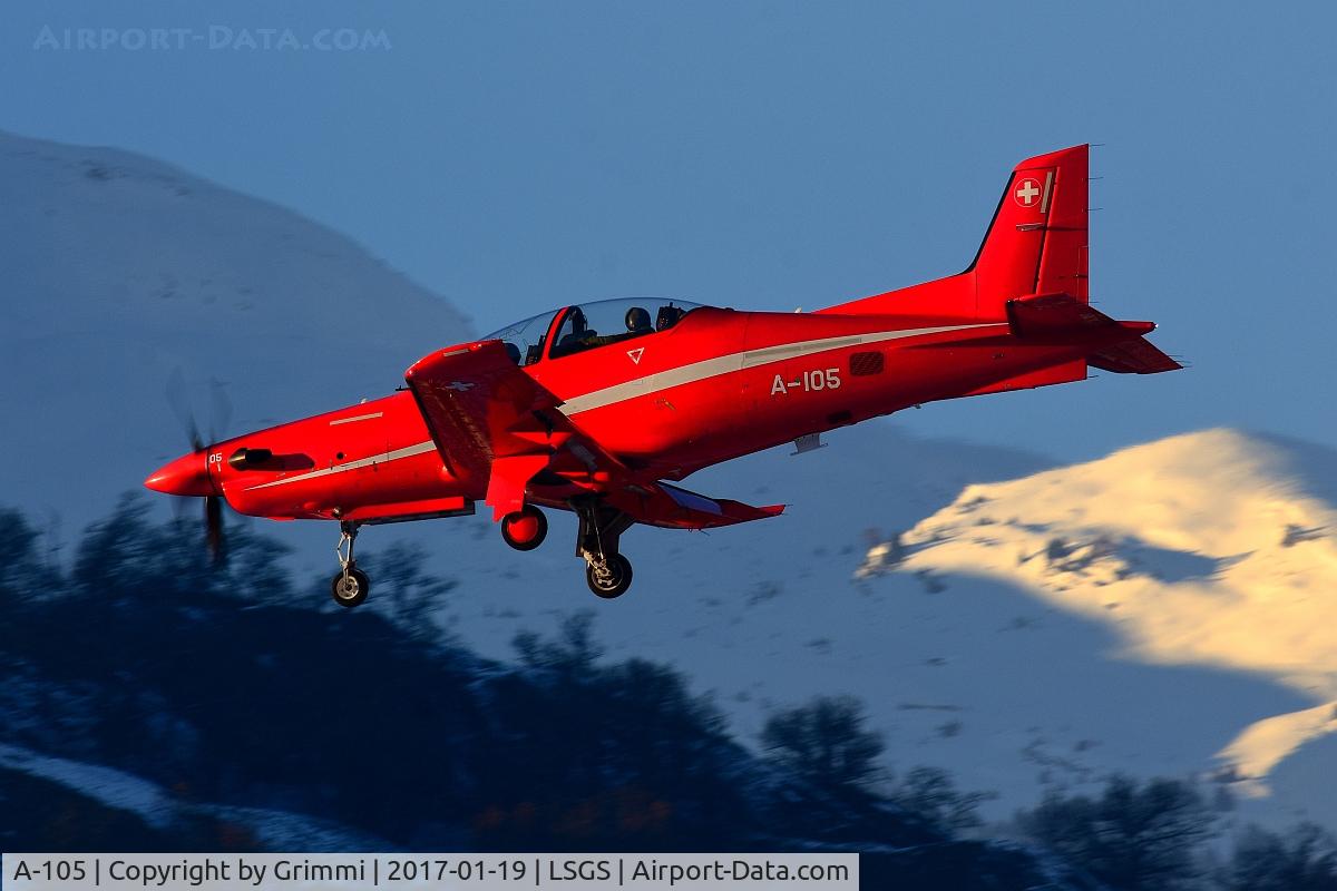 A-105, 2008 Pilatus PC-21 C/N 107, COLA'31 making some T&G's in the late afternoon light that day - fabulous with those mountains !