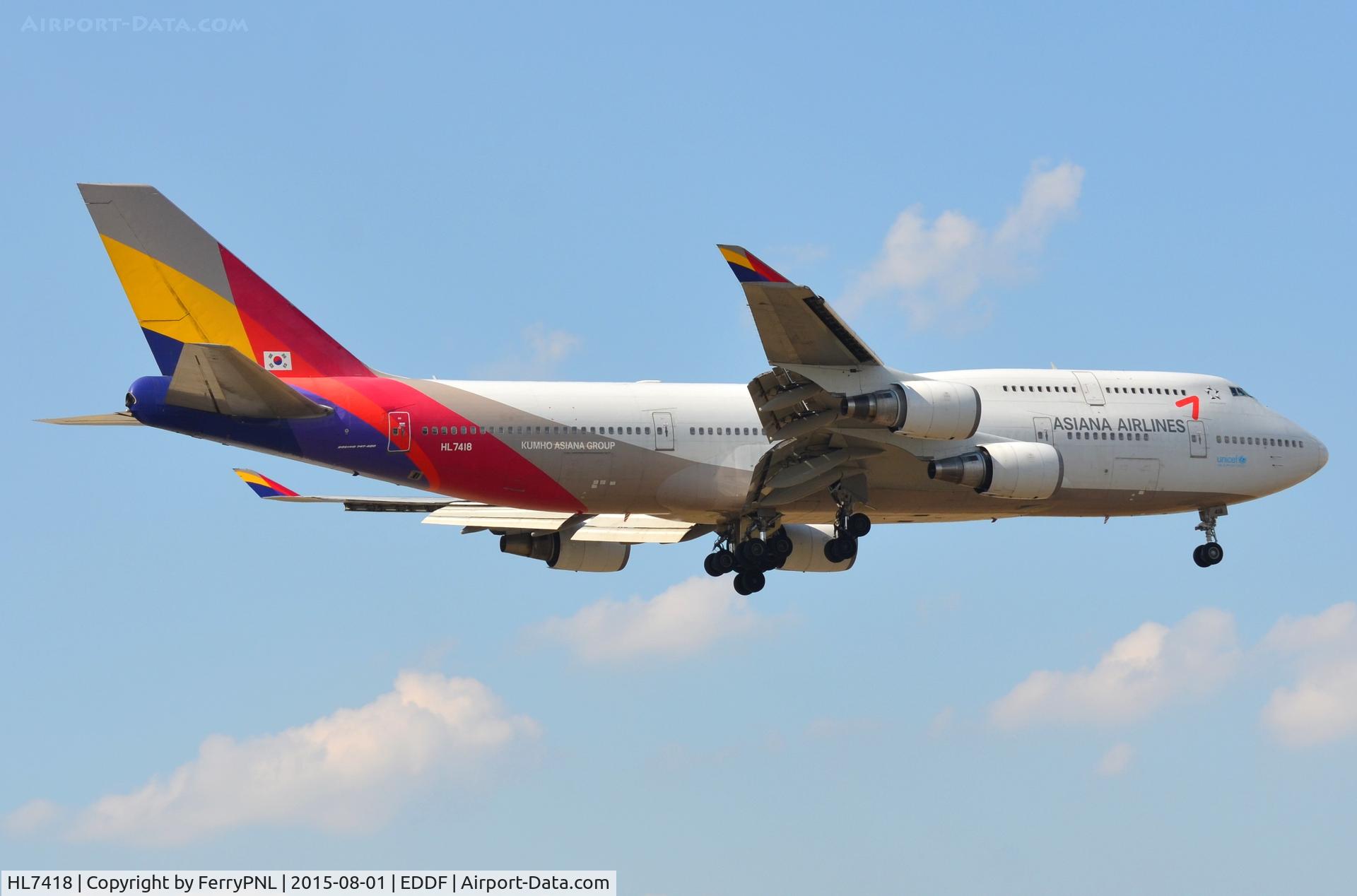 HL7418, 1994 Boeing 747-48E C/N 25780, Asiana B744 on finals to FRA.