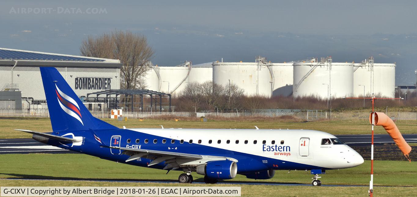 G-CIXV, 2005 Embraer 170LR (ERJ-170-100LR) C/N 17000111, Belfast City.  Eastern Airways G-CIXV arriving with a flybe flight from Aberdeen.