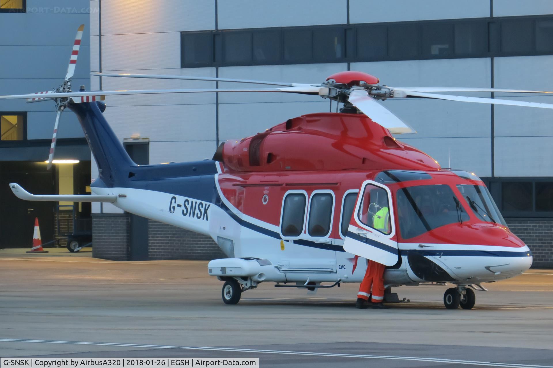 G-SNSK, 2013 AgustaWestland AW-139 C/N 41354, Parked on Saxon ramp end of busy day fliying in the early evening light