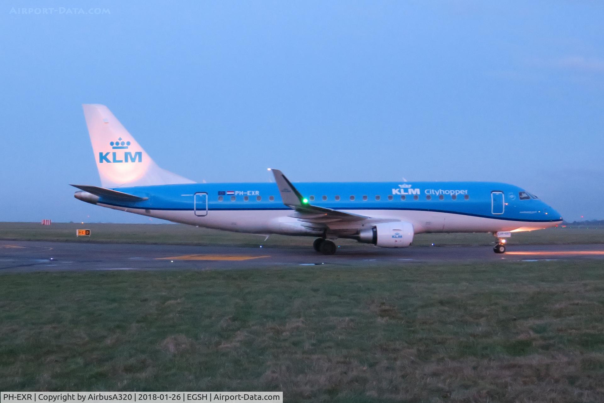 PH-EXR, 2017 Embraer 175STD (ERJ-170-200STD) C/N 17000697, Arriving from Amsterdam on the early evening flight into Norwich