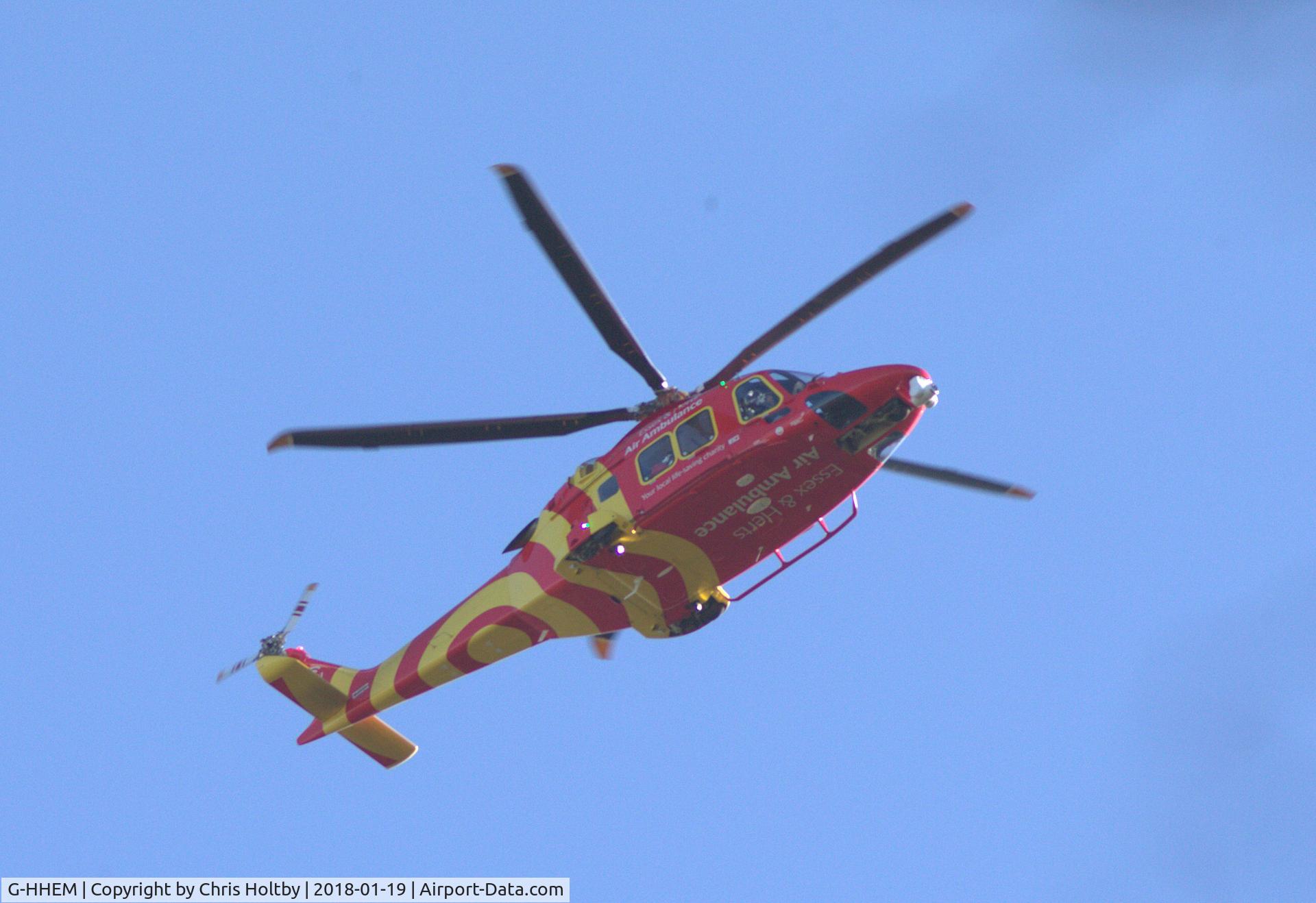 G-HHEM, 2017 Leonardo AW169 C/N 69049, Low over Cornmill Meadows, Waltham Abbey, Essex