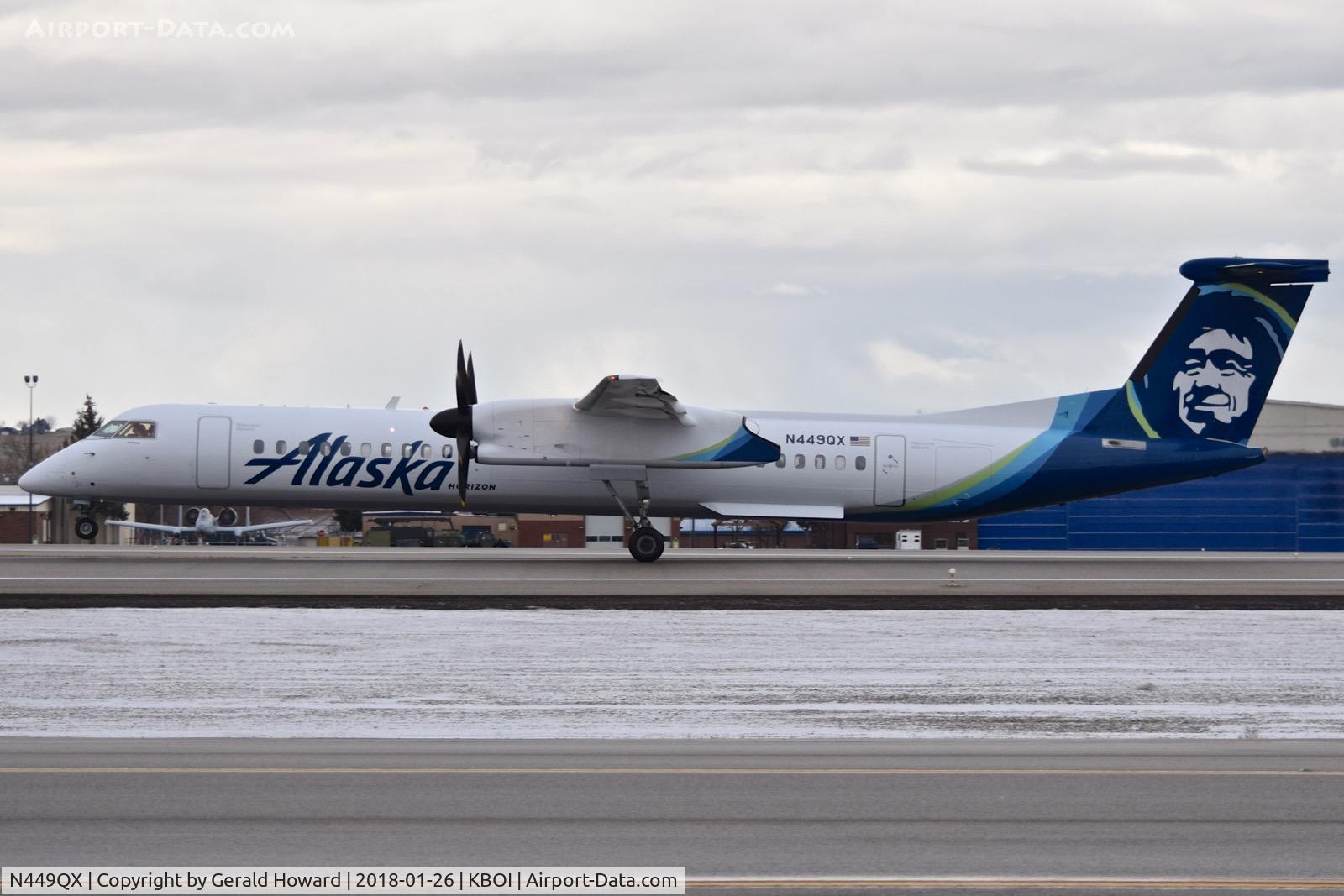 N449QX, 2012 Bombardier DHC-8-402 Dash 8 C/N 4410, Take off run on RWY 10L. New colors.