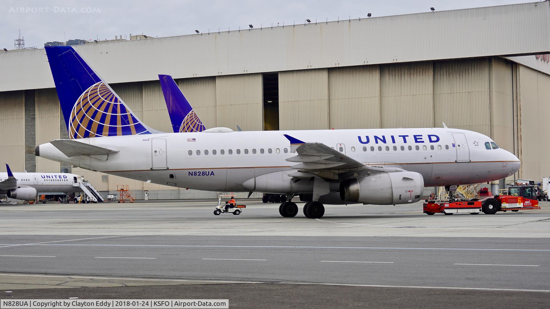 N828UA, 1999 Airbus A319-131 C/N 1031, SFO 2018.