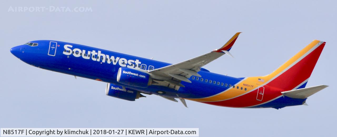 N8517F, 2016 Boeing 737-8H4 C/N 63594, Taking off from runway 22R