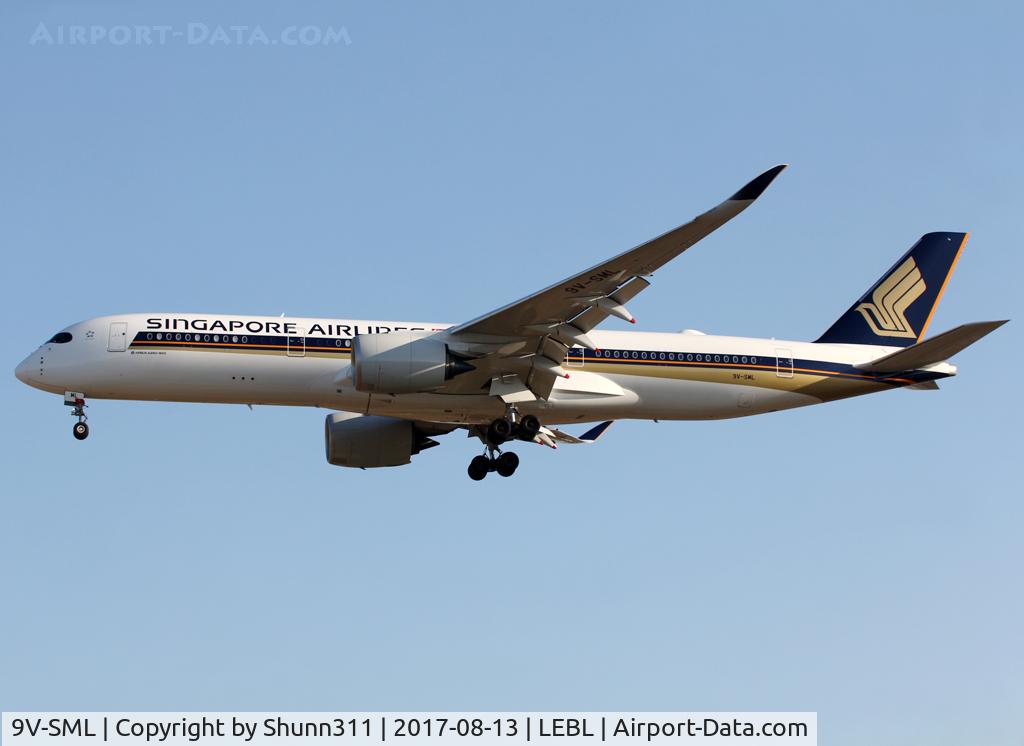9V-SML, 2017 Airbus A350-941 C/N 096, Landing rwy 25R