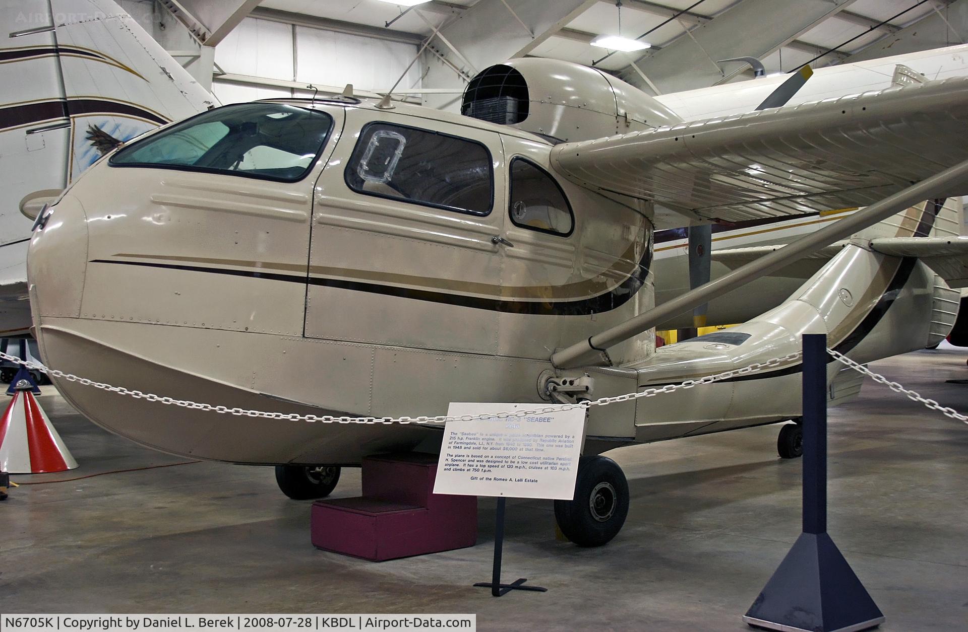 N6705K, Republic RC-3 Seabee C/N 988, Lovely amphibian on display at the New England Air Museum