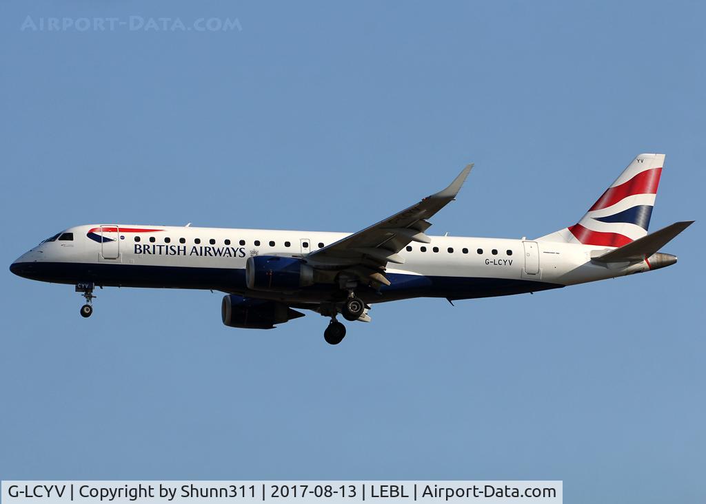 G-LCYV, 2009 Embraer 190AR (ERJ-190-100IGW) C/N 19000255, Landing rwy 25R