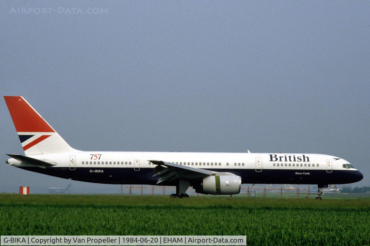 G-BIKA, 1982 Boeing 757-236 C/N 22172, British Airways Boeing 757-236 landing at Schiphol airport, the Netherlands, 1984