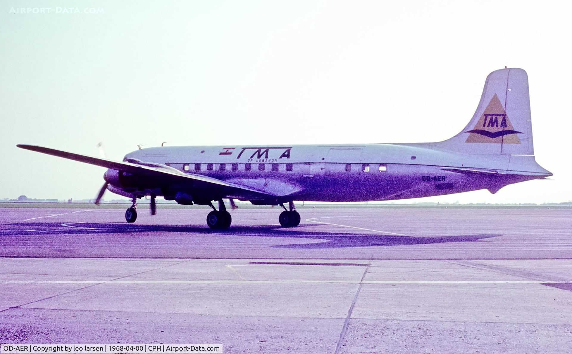 OD-AER, 1954 Douglas DC-6B C/N 44687, Copenhagen 4.1968 as Frieghter DC-6A/B