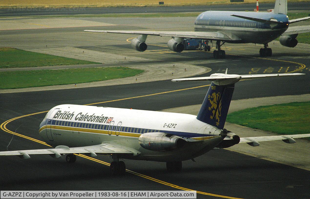 G-AZPZ, 1970 BAC 111-515FB One-Eleven C/N BAC.229, British Caledonian Airways BAC One-Eleven 515FB taxiing at Schiphol airport, the Netherlands, 1983