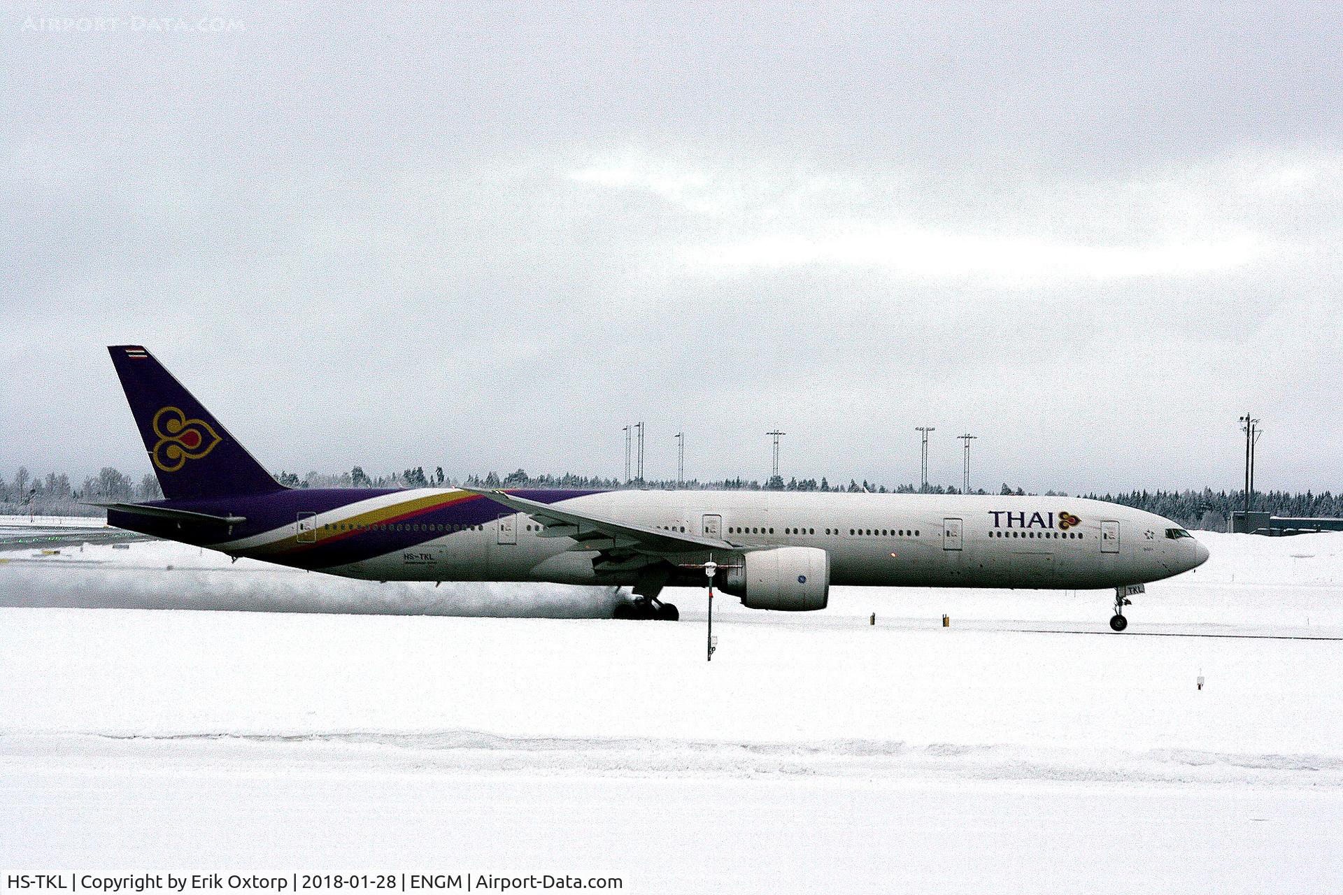 HS-TKL, 2012 Boeing 777-3AL/ER C/N 41521, HS-TKL taking off OSL