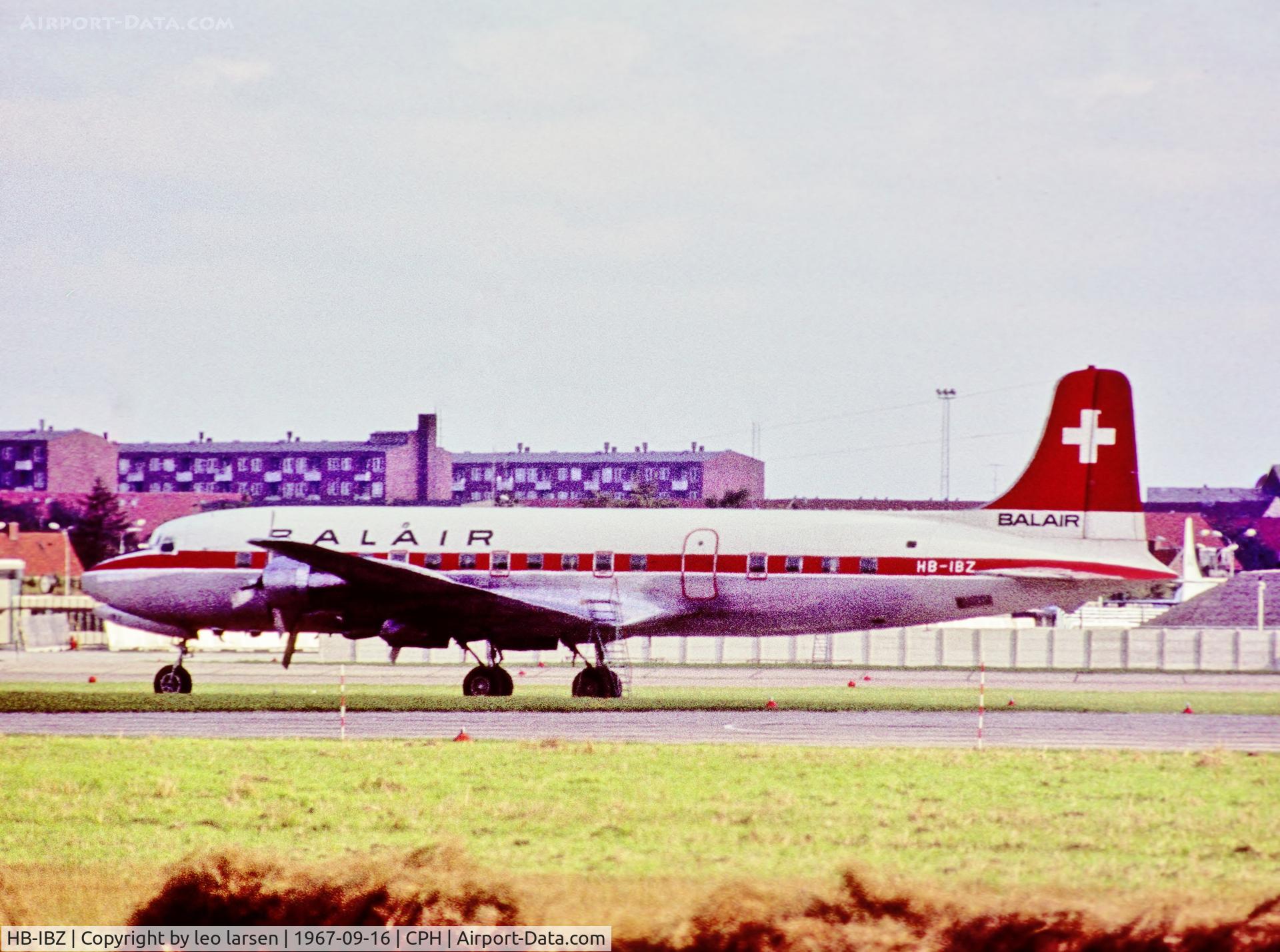 HB-IBZ, 1953 Douglas DC-6B C/N 44089, Copenhagen 16.9.1967