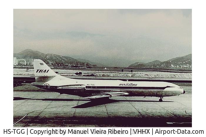 HS-TGG, 1960 Sud Aviation SE-210 Caravelle III C/N 049, Departure from Kai Tak airport,HongKong