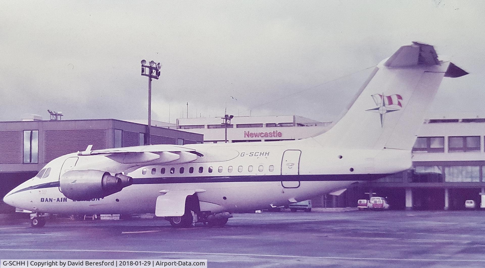 G-SCHH, 1982 British Aerospace BAe.146 CC.1 C/N E1005, At Newcastle (UK) 1984