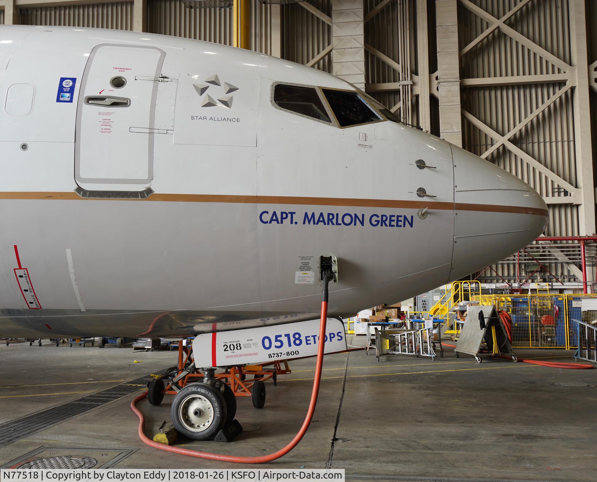 N77518, 2008 Boeing 737-824 C/N 31605, Captain Marlon Green 737. SFO. 2018.