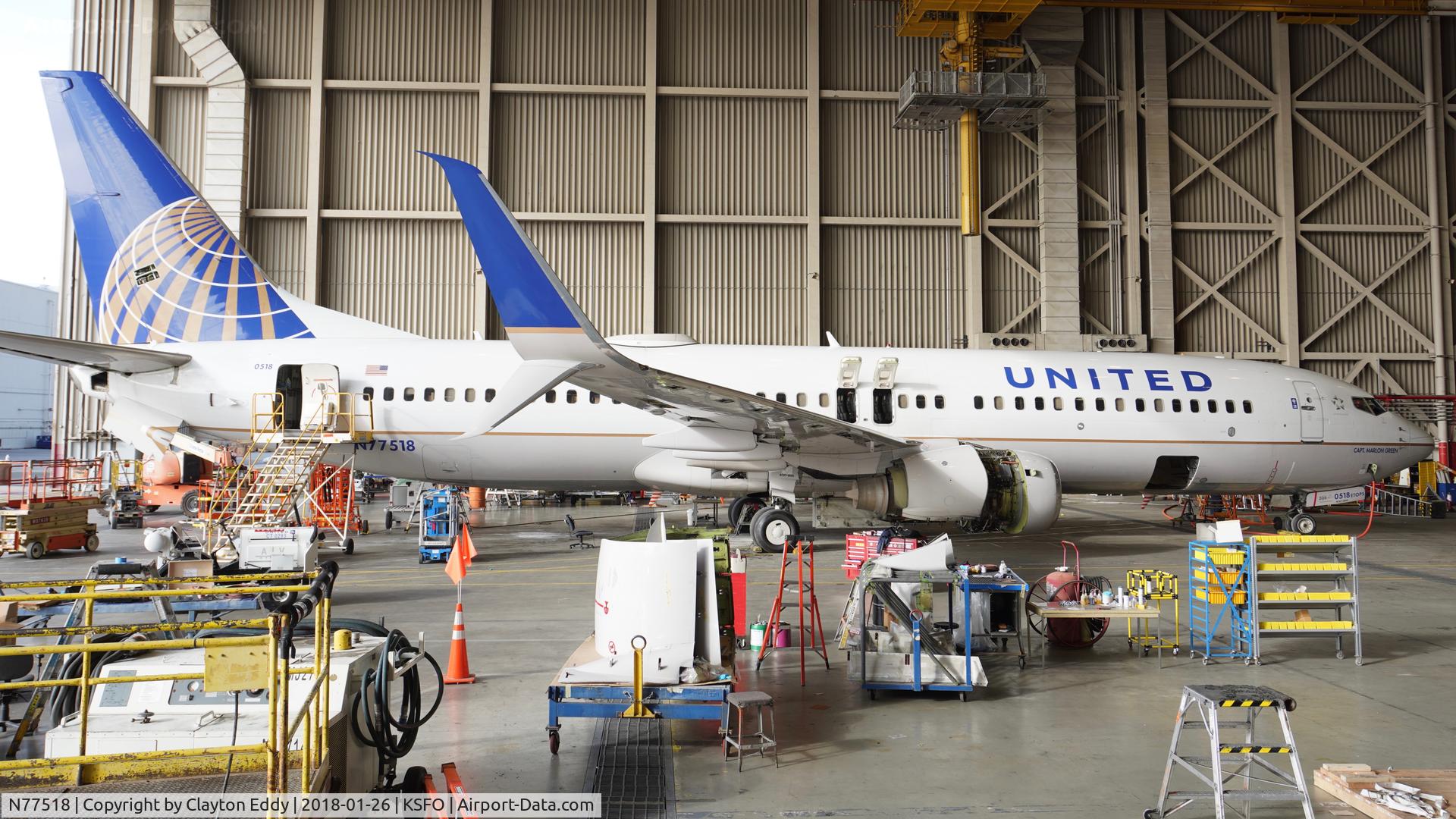 N77518, 2008 Boeing 737-824 C/N 31605, Captain Marlon Green 737. SFO. 2018.