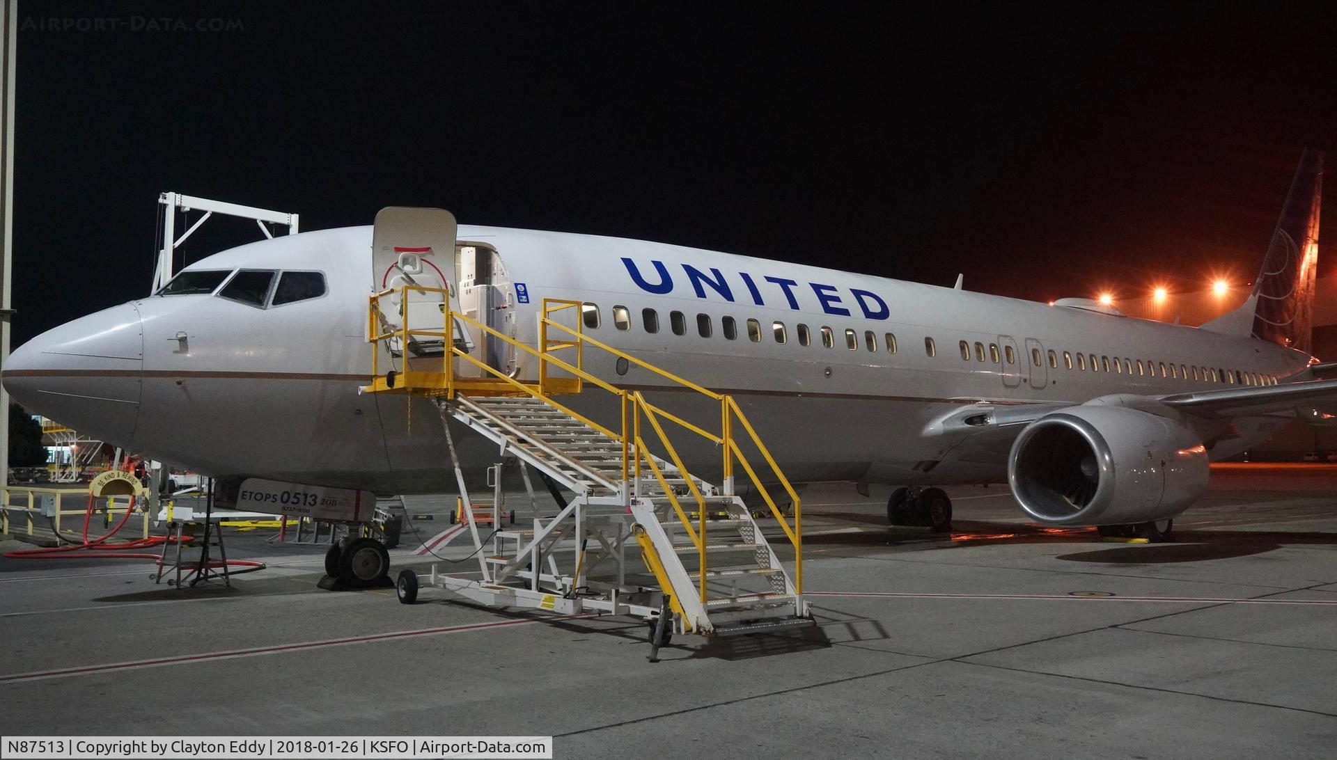 N87513, 2008 Boeing 737-824 C/N 31621, SFO 2018.