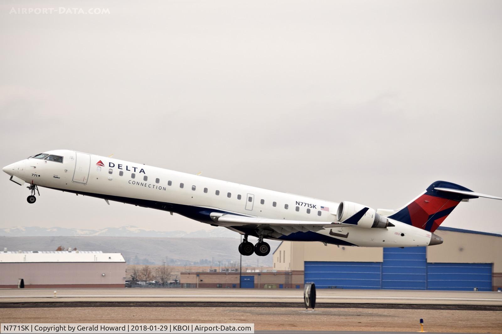 N771SK, 2006 Bombardier CRJ-700 (CL-600-2C10) Regional Jet C/N 10244, Take off from RWY 10L.
