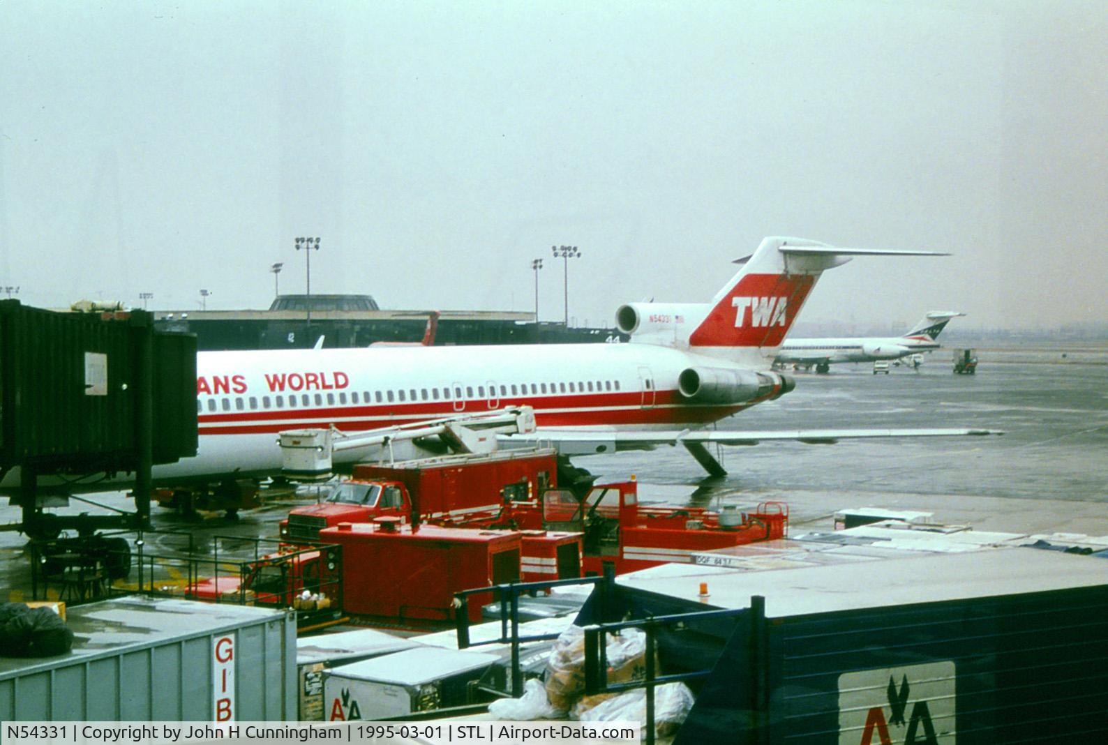 N54331, 1970 Boeing 727-231 C/N 20309, TWA B727 N54331 at St. Louis in March 1995.