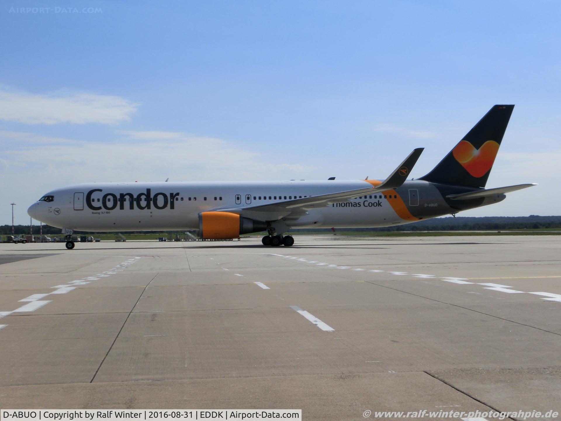 D-ABUO, 2001 Boeing 767-3Q8/ER C/N 29387, Boeing 767-3Q8ER - DE CFG Condor - 29387 - D-ABUO - 31.08.2016 - CGN