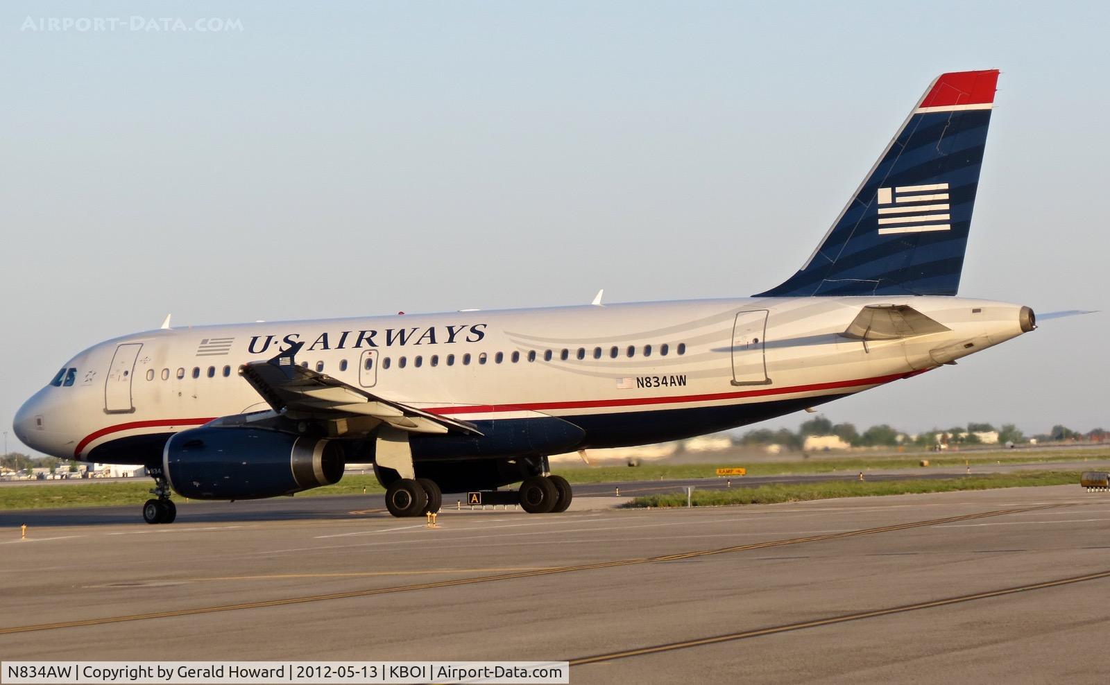 N834AW, 2004 Airbus A319-132 C/N 2302, Leaving the ramp for Taxiway Alpha.