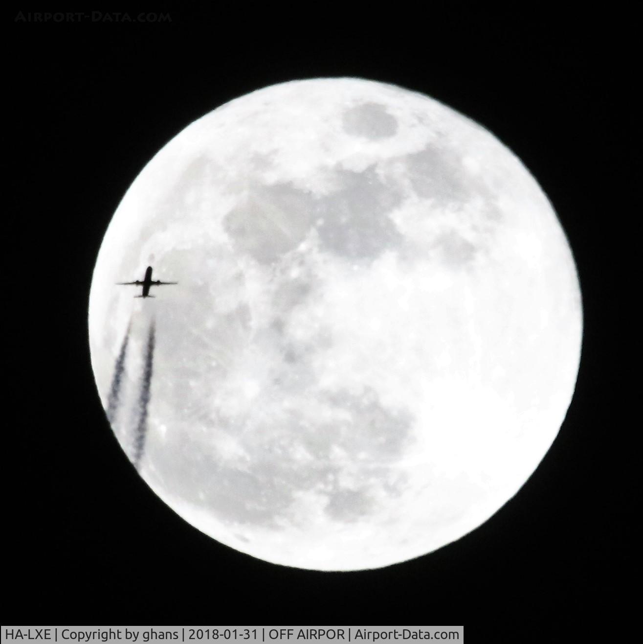 HA-LXE, 2016 Airbus A321-231 C/N 7114, Passing 'blue moon'