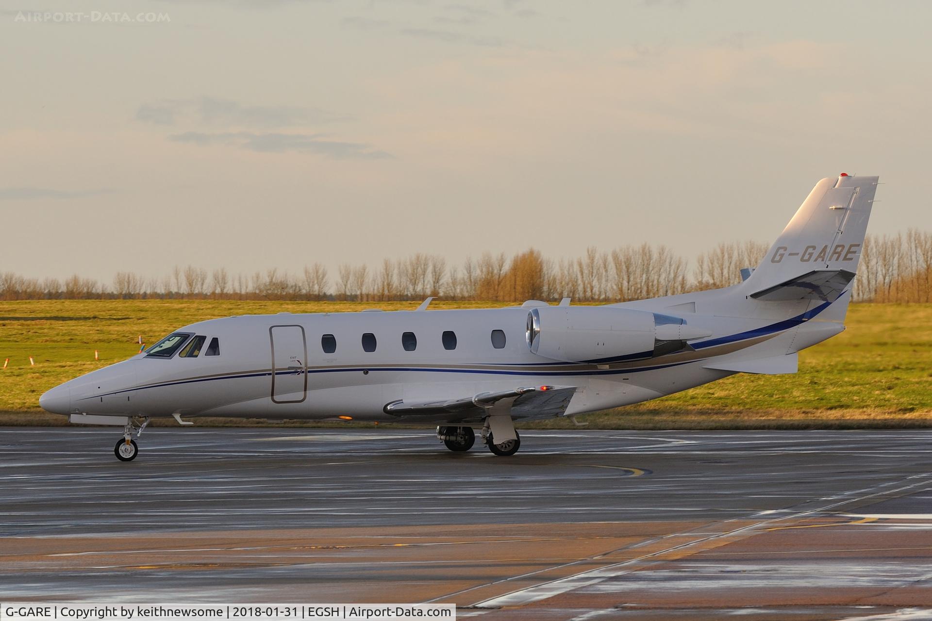 G-GARE, 2017 Cessna 560XL Citation Excel XLS+ C/N 560-6232, Arriving at dull Norwich.
