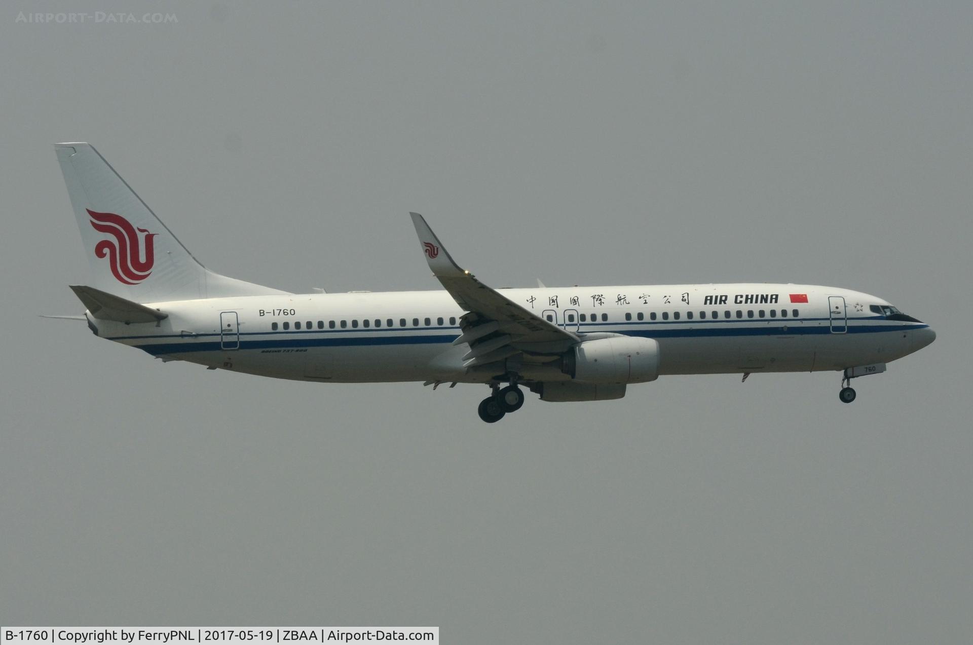 B-1760, 2015 Boeing 737-89L C/N 41101, Air China B738 on finals to PEK