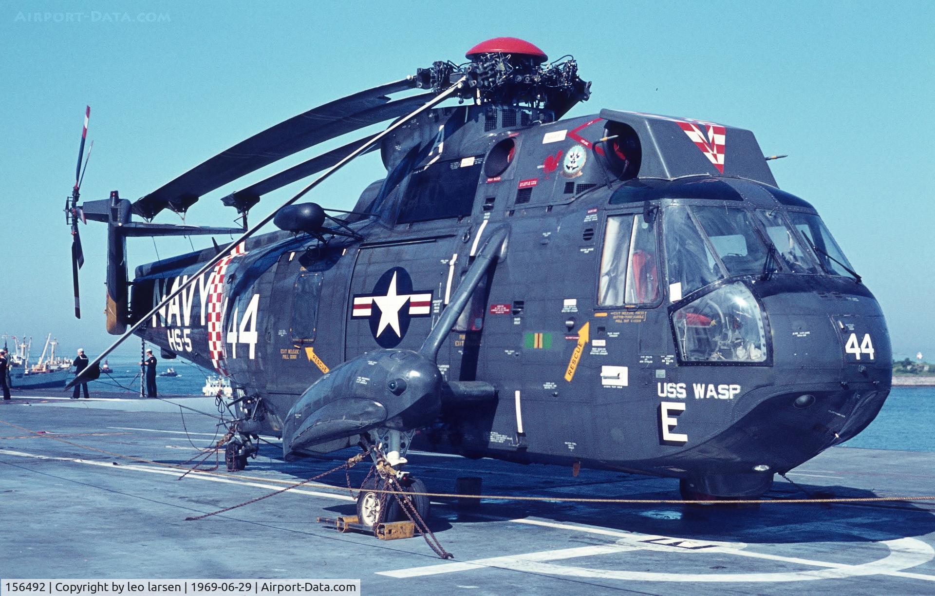156492, Sikorsky SH-3D Sea King C/N 61.438, Copenhagen 29.6.1969 on board USS Wasp CV-18