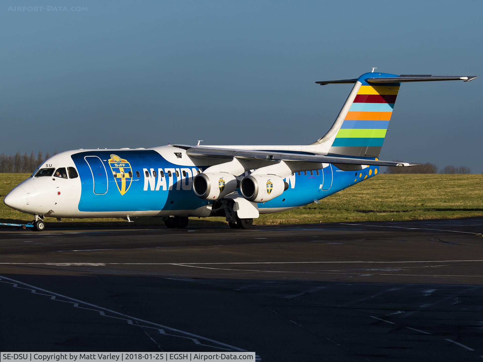 SE-DSU, 1994 British Aerospace Avro 146-RJ100 C/N E3248, Being towed to the ETF....